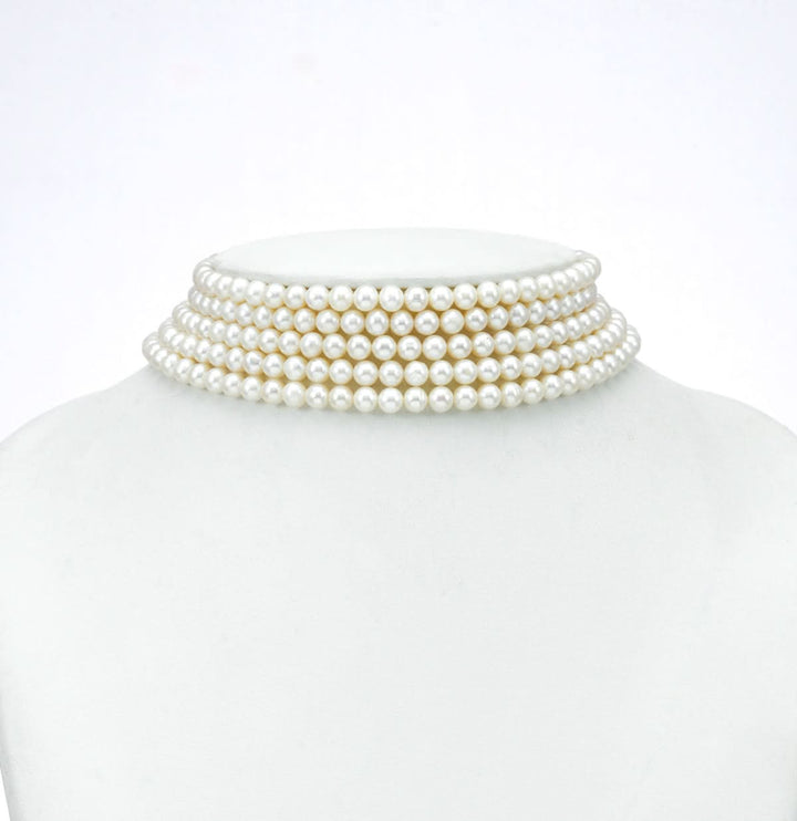 Elegant White Pearl Choker Set