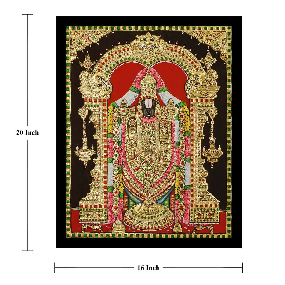 16*20" Tanjore Painting Balaji with 22 Ct Gold Foil, Unframed | SHOBITAM