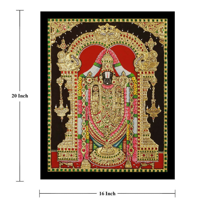 16*20" Tanjore Painting Balaji with 22 Ct Gold Foil, Unframed | SHOBITAM