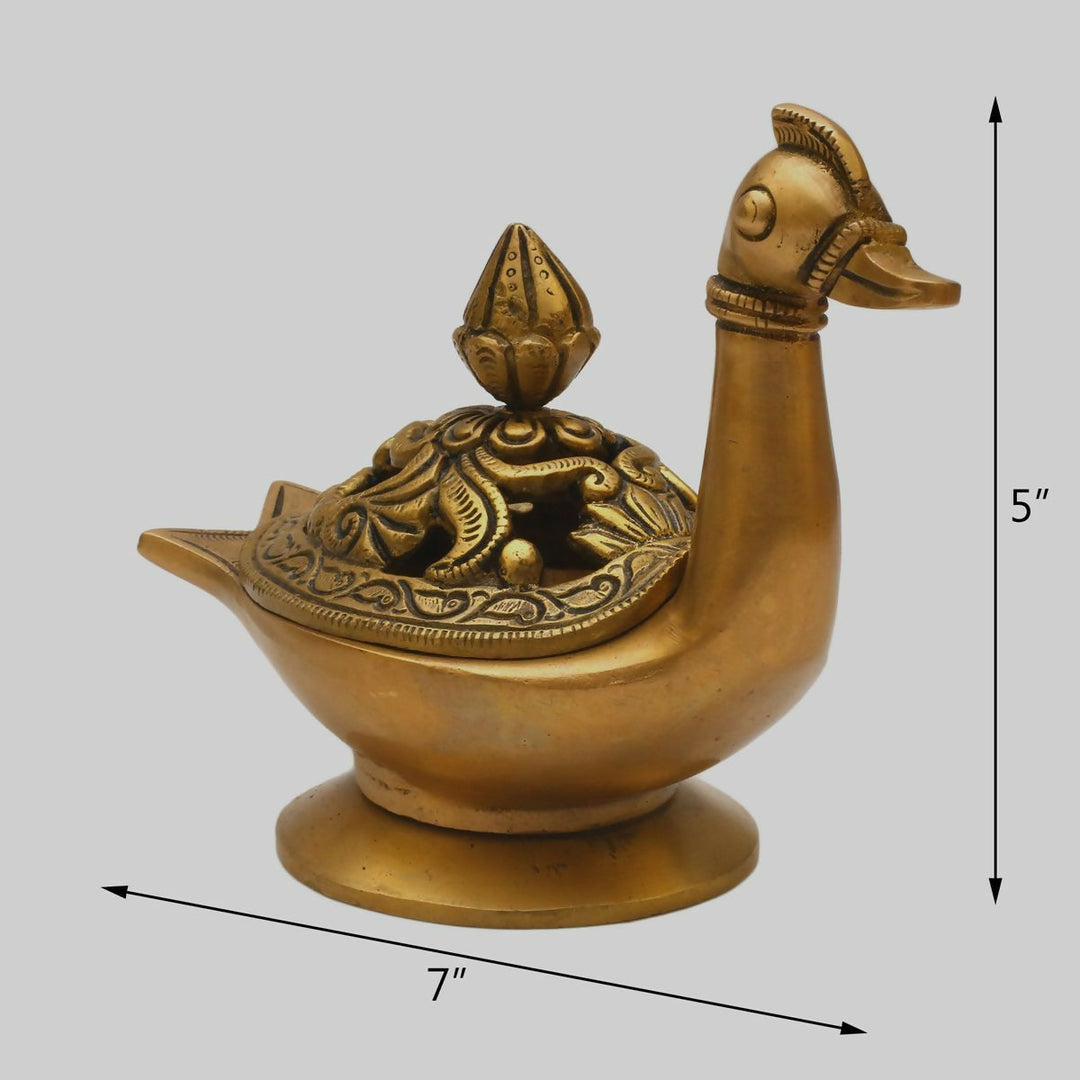 BRASS SWAN DHOOP STAND 5*7*3 | SHOBITAM