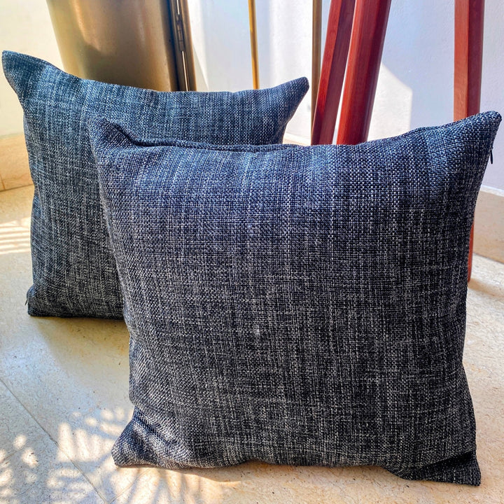 Charcoal Story Cushion Covers, 16" x 16", Pack of 2-SHOBITAM