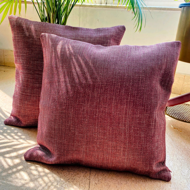 Mauve Story Cushion Covers, 16" x 16", Pack of 2-SHOBITAM