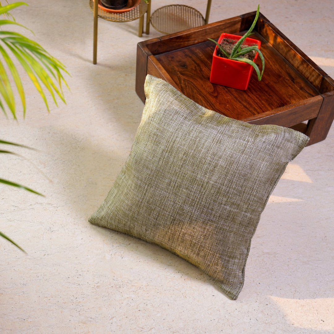 Sadaa Olive Cushion Covers, 16" x 16", Pack of 2-SHOBITAM