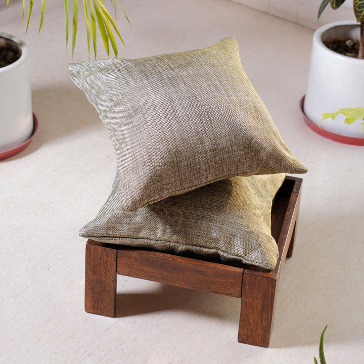Sadaa Olive Cushion Covers, 16" x 16", Pack of 2-SHOBITAM