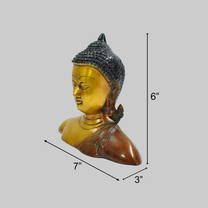 BRASS BUDDHA IDOL WITH ANTIQUE FINISH 6*7*3 | SHOBITAM