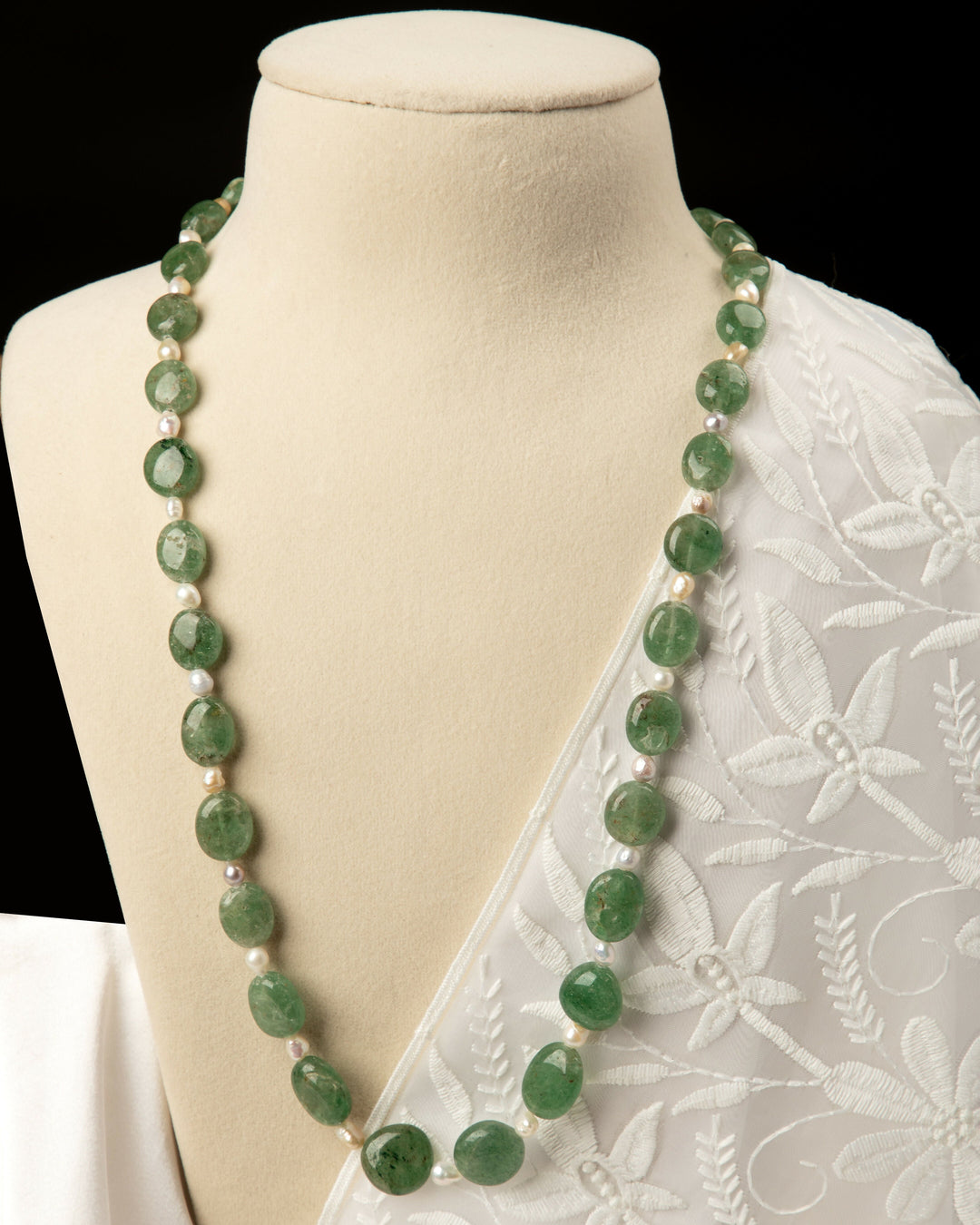 Chandrika Vana: Aventurine & Pearl Mala  | SHOBITAM