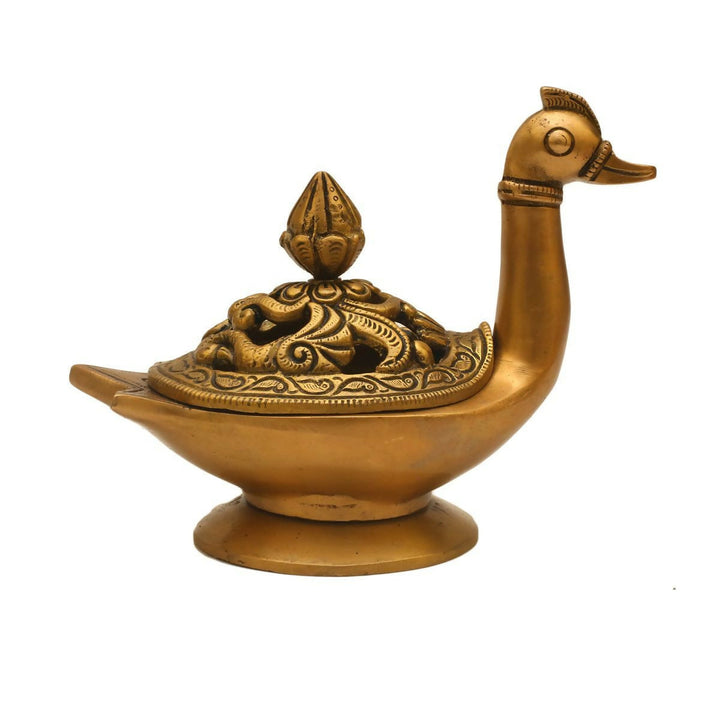 BRASS SWAN DHOOP STAND 5*7*3 | SHOBITAM