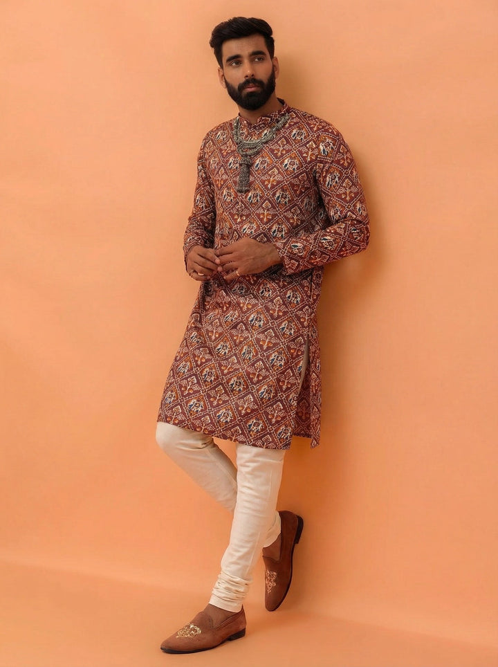 Onion Pink Cotton Blend Printed Kurta Churidar Set | SHOBITAM
