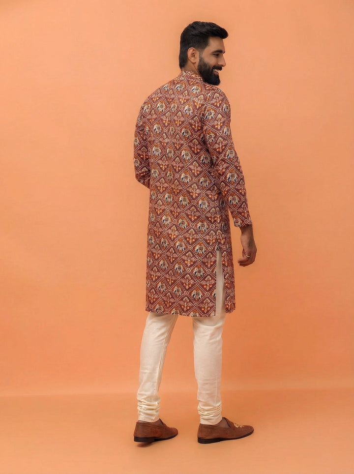 Onion Pink Cotton Blend Printed Kurta Churidar Set | SHOBITAM