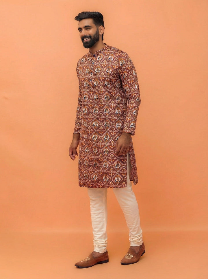 Onion Pink Cotton Blend Printed Kurta Churidar Set | SHOBITAM