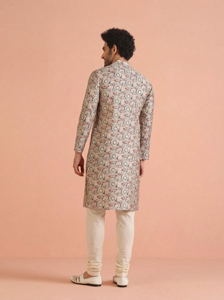 Multicolour Cotton Blend Printed Kurta Churidar Set | SHOBITAM