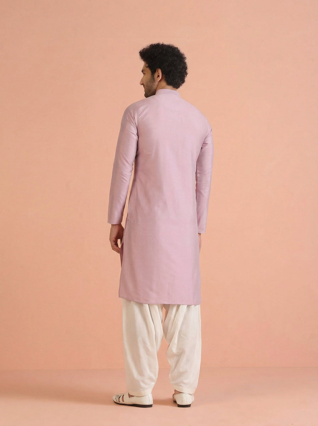 Pink Cotton Blend Solid Kurta Patiyala Set | SHOBITAM