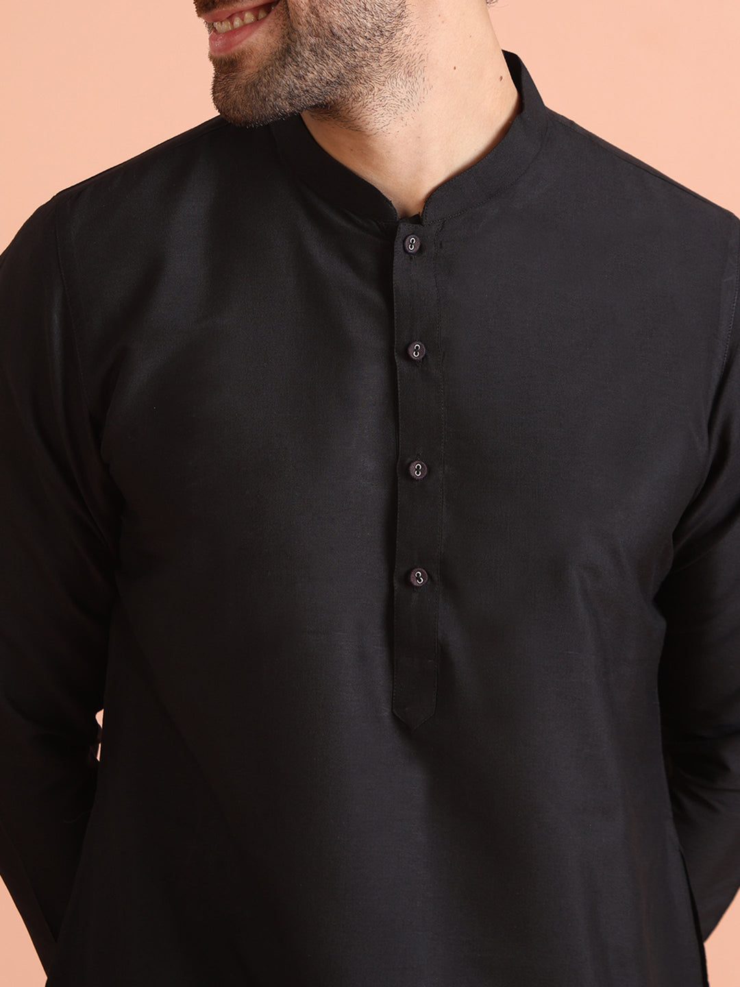 Black Cotton Blend Solid Kurta Patiyala Set | SHOBITAM