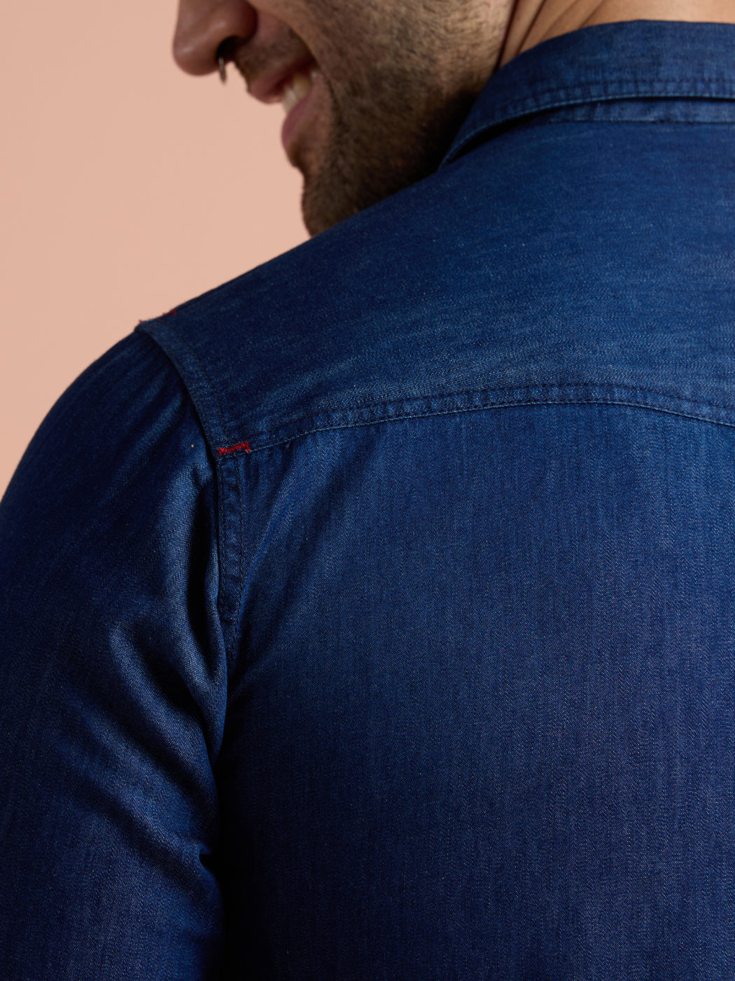 Blue Denim Solid Pathani Kurta For Men | SHOBITAM