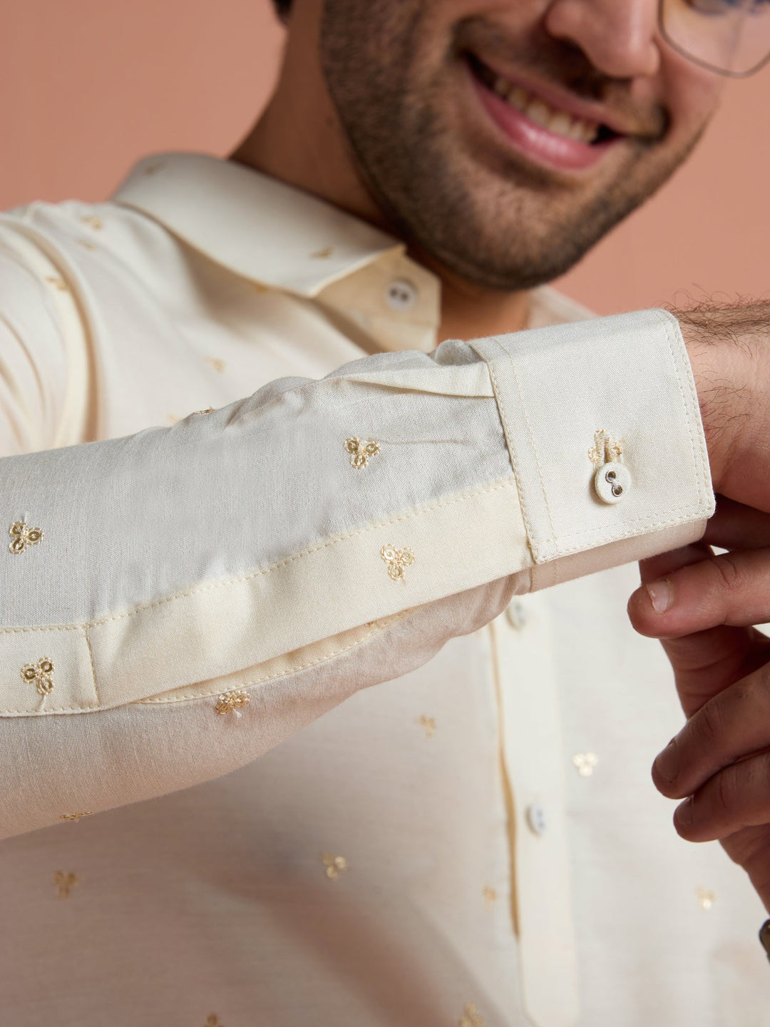 Off-White Viscose Embroidered Pathani Kurta For Men | SHOBITAM