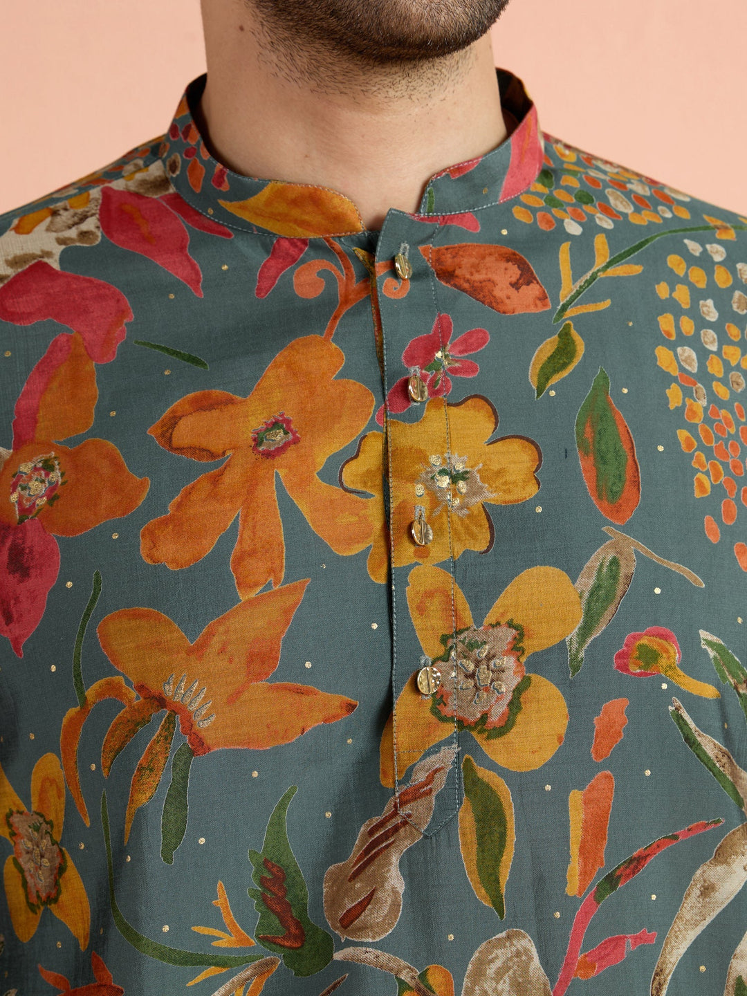 Multi-Color Polyviscose Printed Short Kurta For Men | SHOBITAM