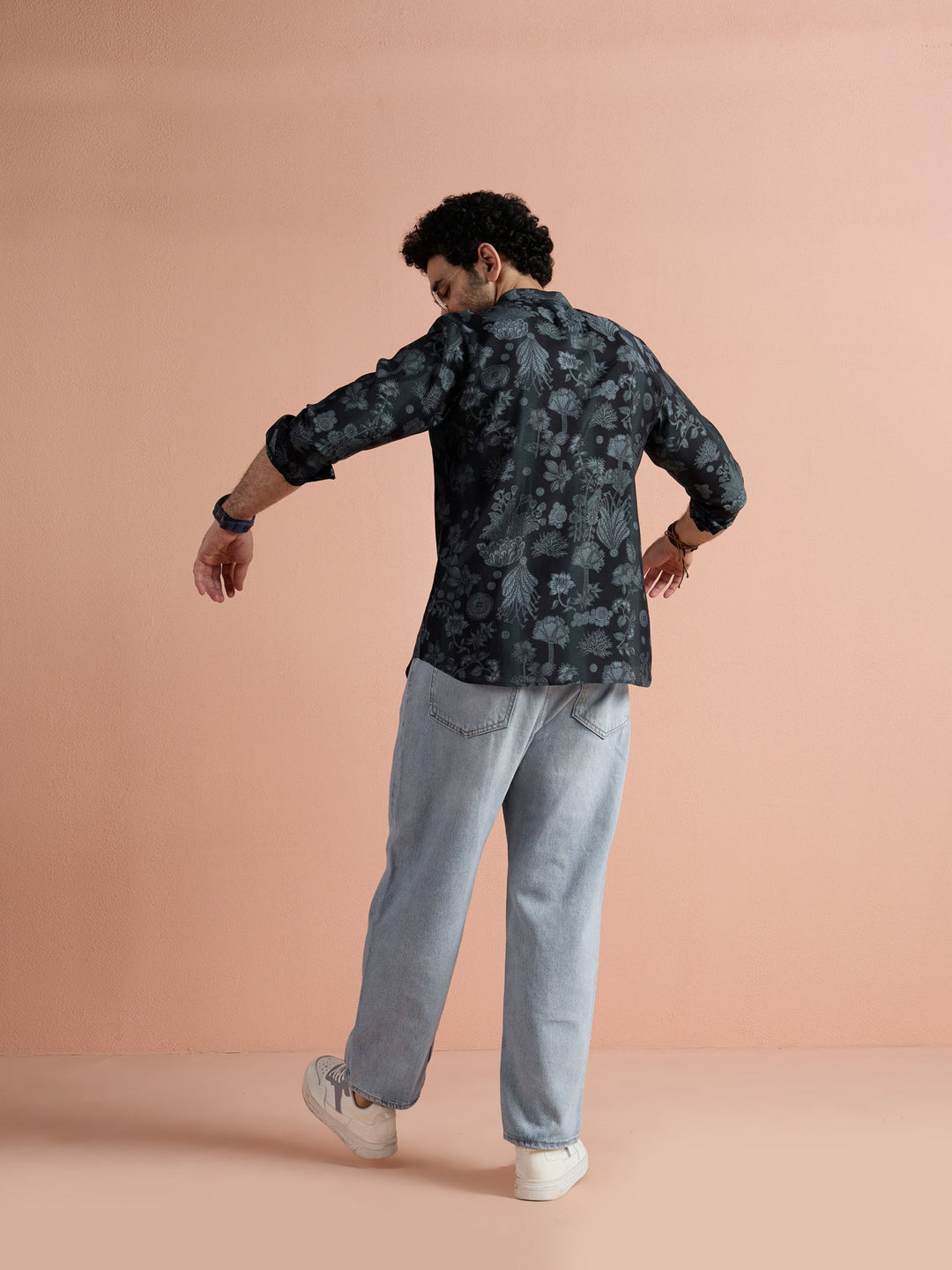 Black Polyviscose Printed Short Kurta | SHOBITAM