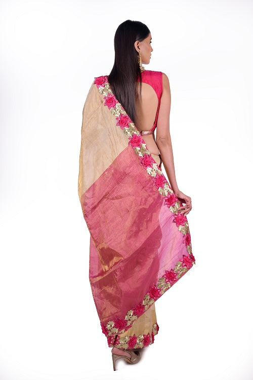 Mia - Designer Handwoven Saree With Floral Work | SILK MARK CERTIFIED | SHOBITAM