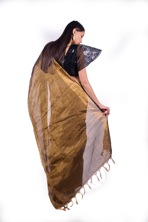 Bronze Goddess - Handwoven Tissue Silk Saree | SILK MARK CERTIFIED | SHOBITAM