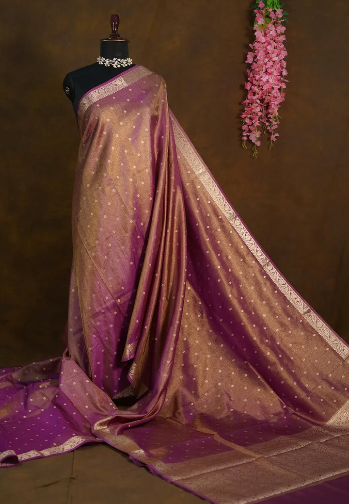 Thistle Mist Semi Tissue Saree   | SHOBITAM