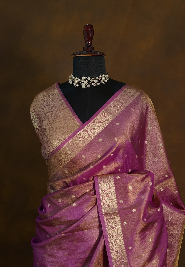 Thistle Mist Semi Tissue Saree   | SHOBITAM