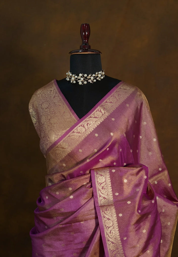 Thistle Mist Semi Tissue Saree   | SHOBITAM