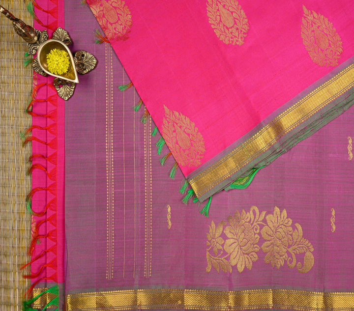 Kanjivaram Silk Saree Candy Pink Manthulir Todi | SILK MARK CERTIFIED | SHOBITAM