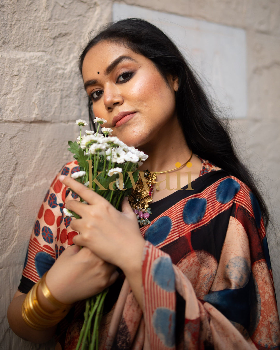 Chandra Ajrakh Saree | SHOBITAM