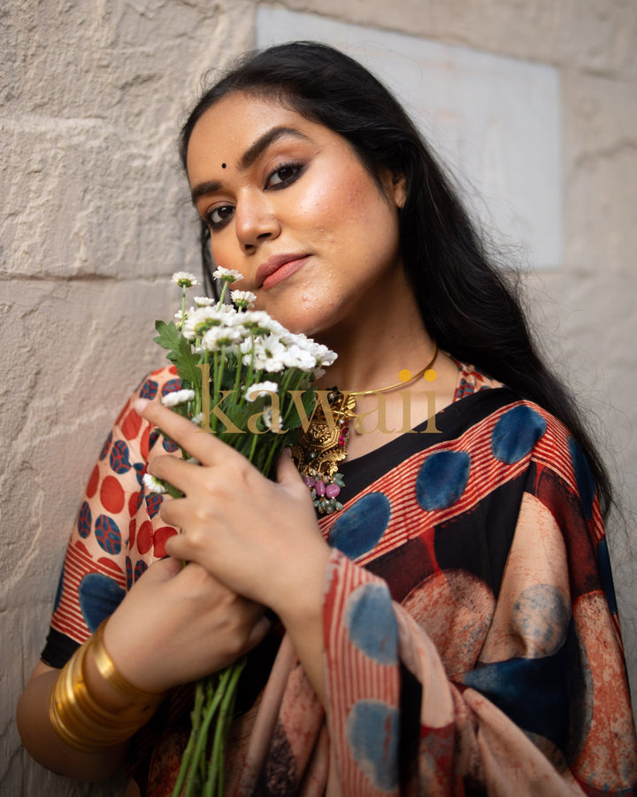Chandra Ajrakh Saree | SHOBITAM