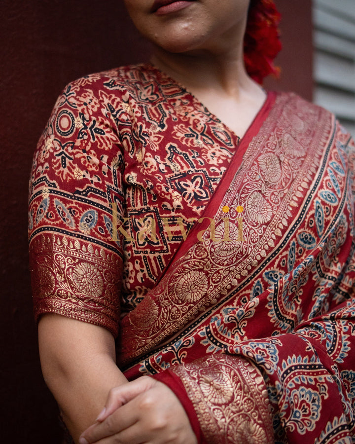 Kavya Ajrakh Saree | SHOBITAM
