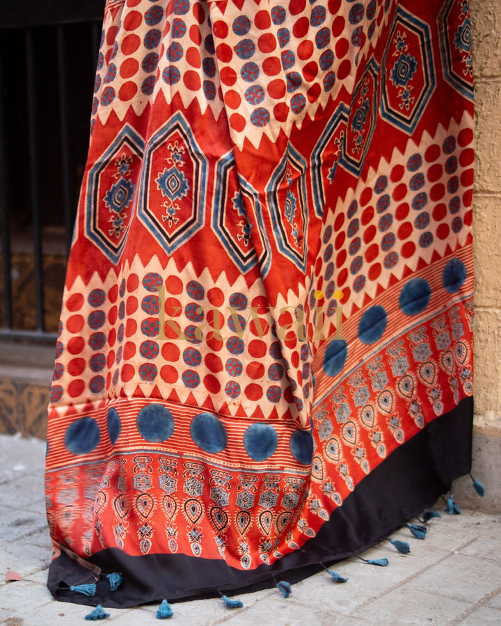 Chandra Ajrakh Saree | SHOBITAM