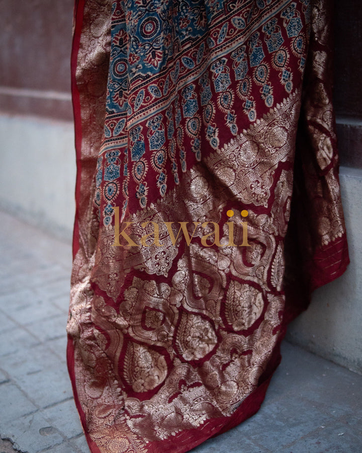 Kavya Ajrakh Saree | SHOBITAM
