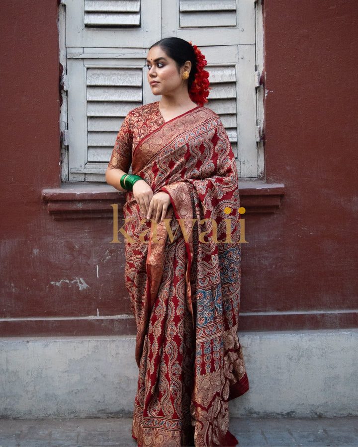 Kavya Ajrakh Saree | SHOBITAM