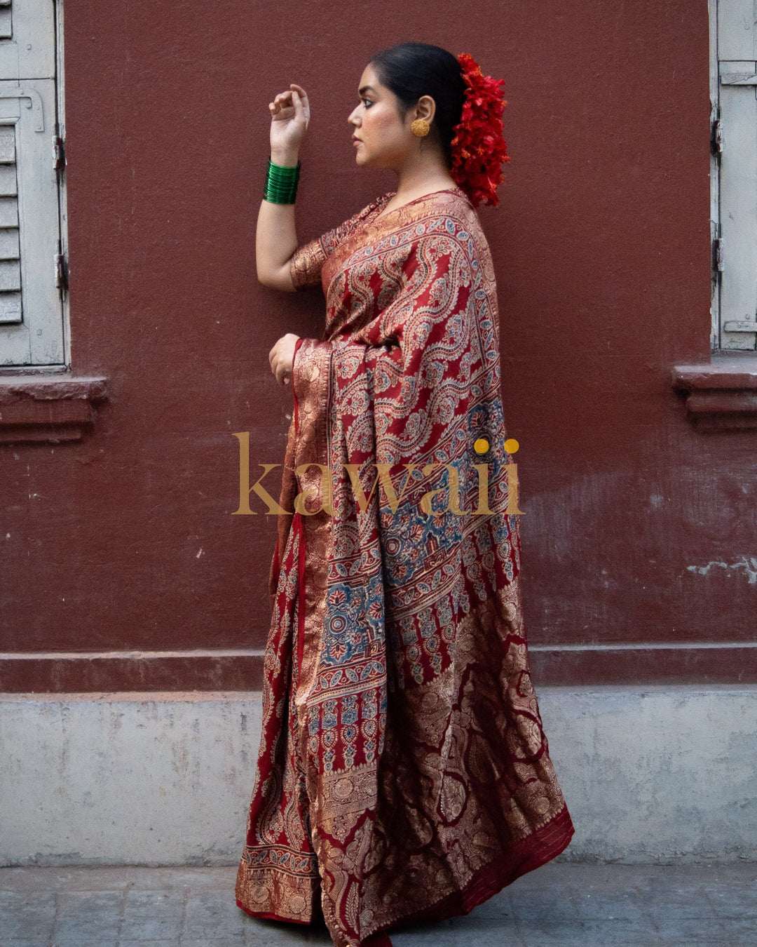 Kavya Ajrakh Saree | SHOBITAM