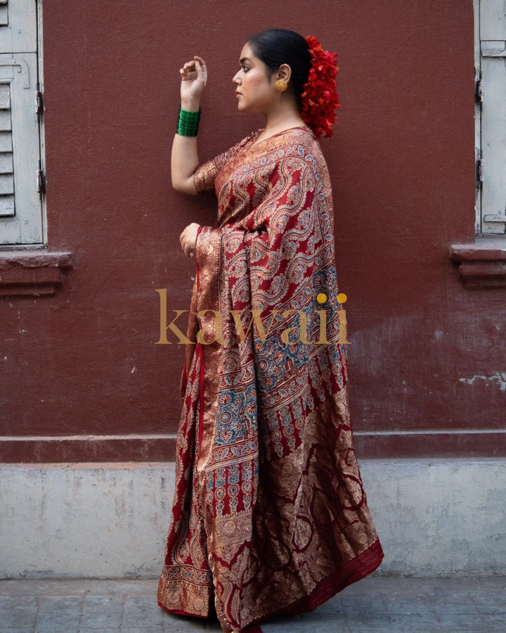 Kavya Ajrakh Saree | SHOBITAM