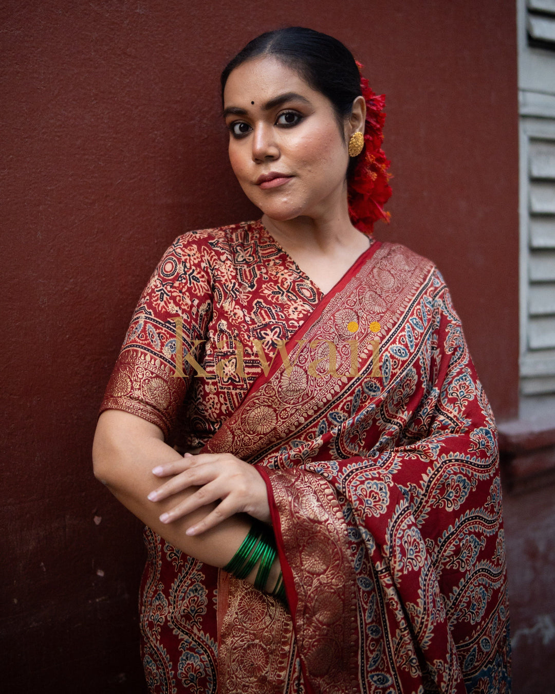Kavya Ajrakh Saree | SHOBITAM