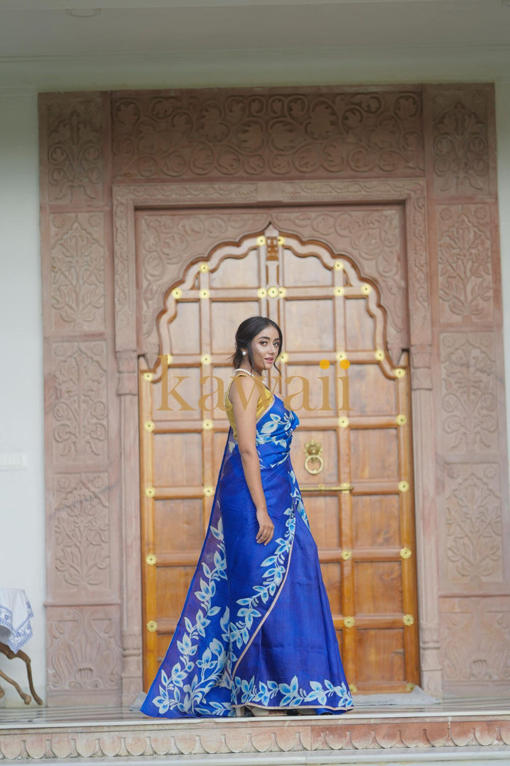 Neel Pushp Batik Saree| SHOBITAM