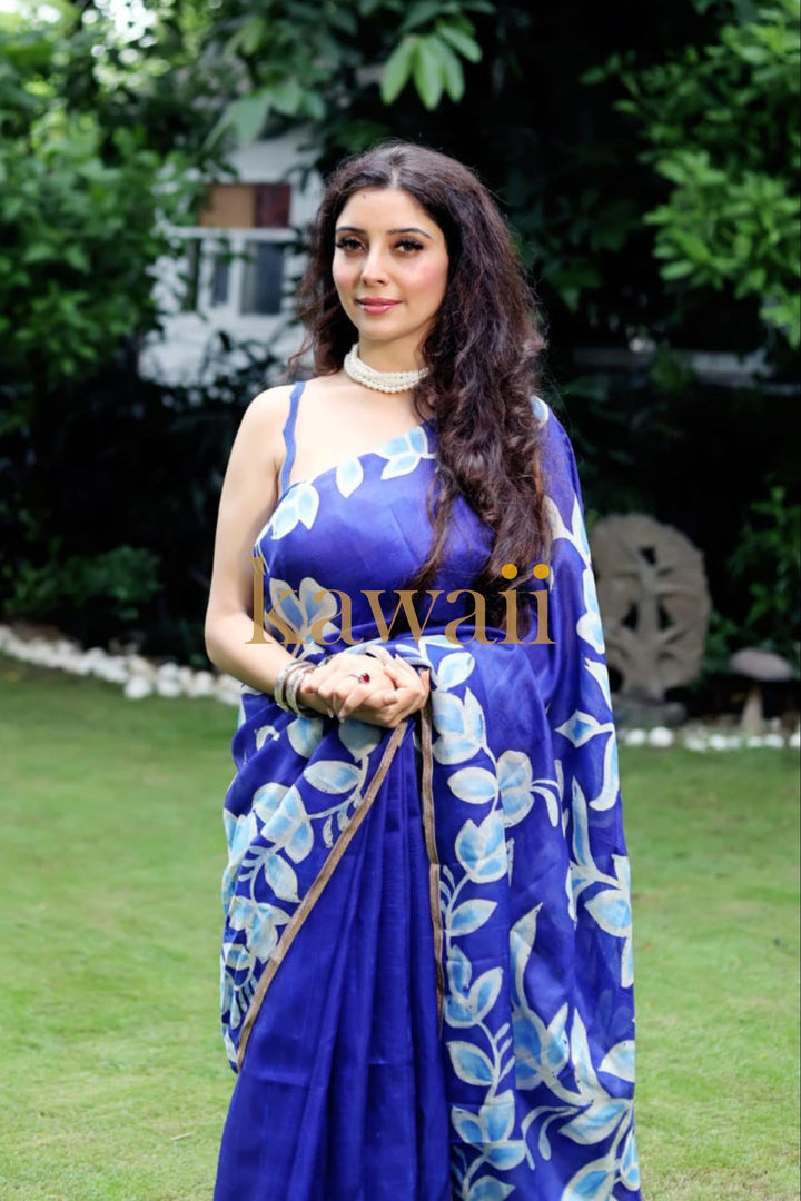 Neel Pushp Batik Saree| SHOBITAM