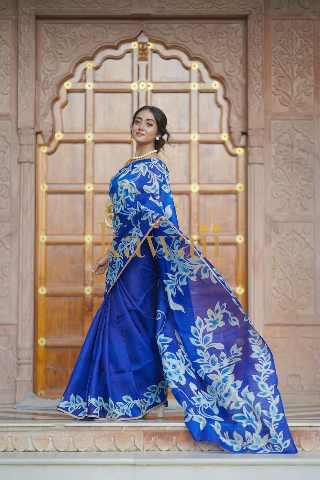Neel Pushp Batik Saree| SHOBITAM
