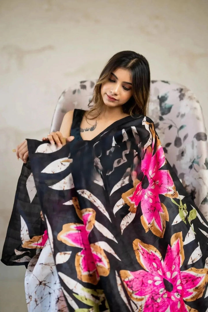 Pushpak Batik Saree | SILK MARK CERTIFIED | SHOBITAM