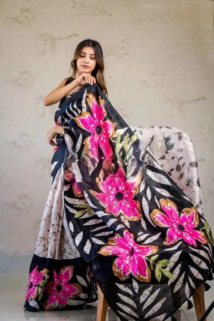 Pushpak Batik Saree | SILK MARK CERTIFIED | SHOBITAM