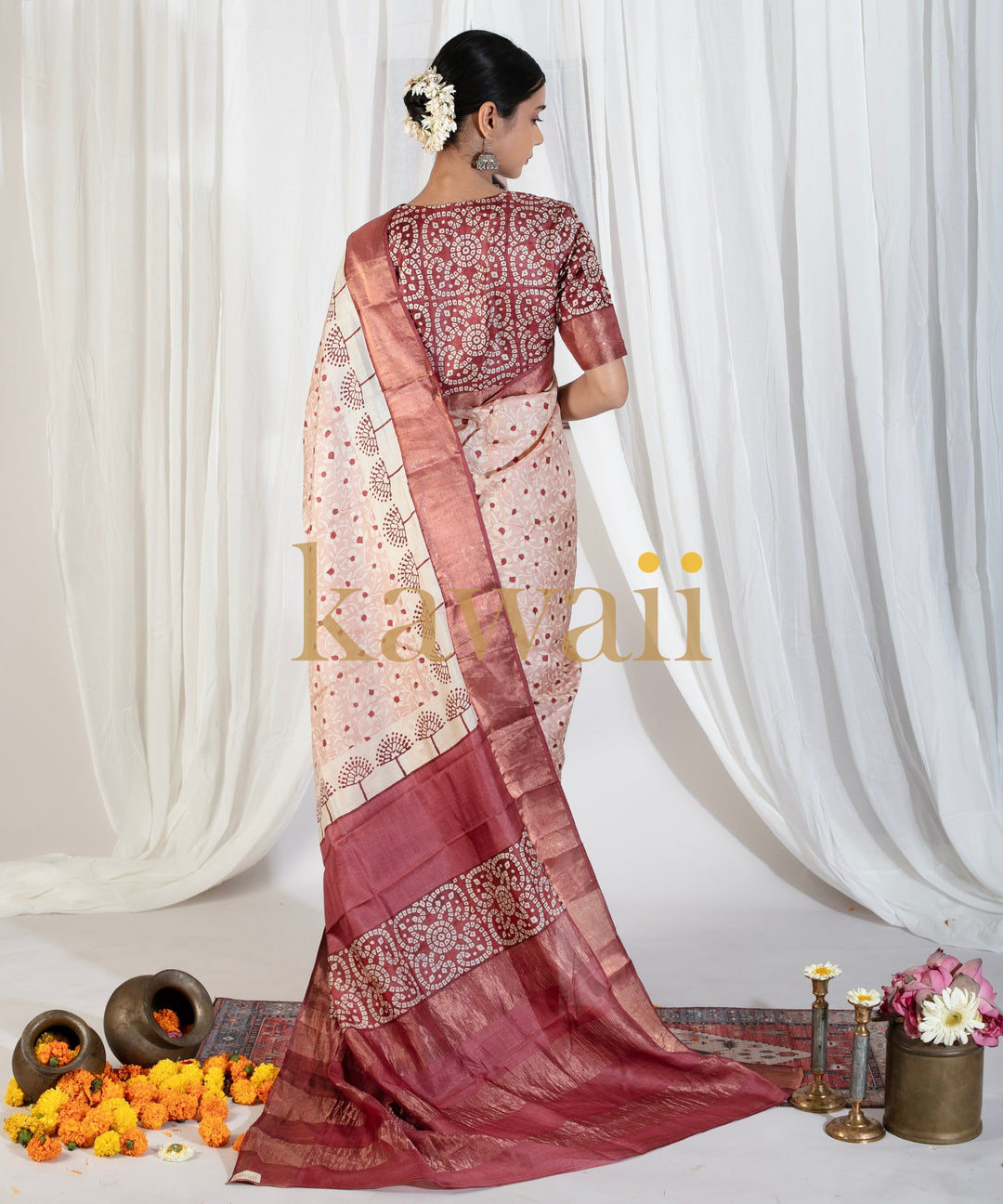 Gulzaar Tussar Silk Block Print Saree | SILK MARK CERTIFIED | SHOBITAM