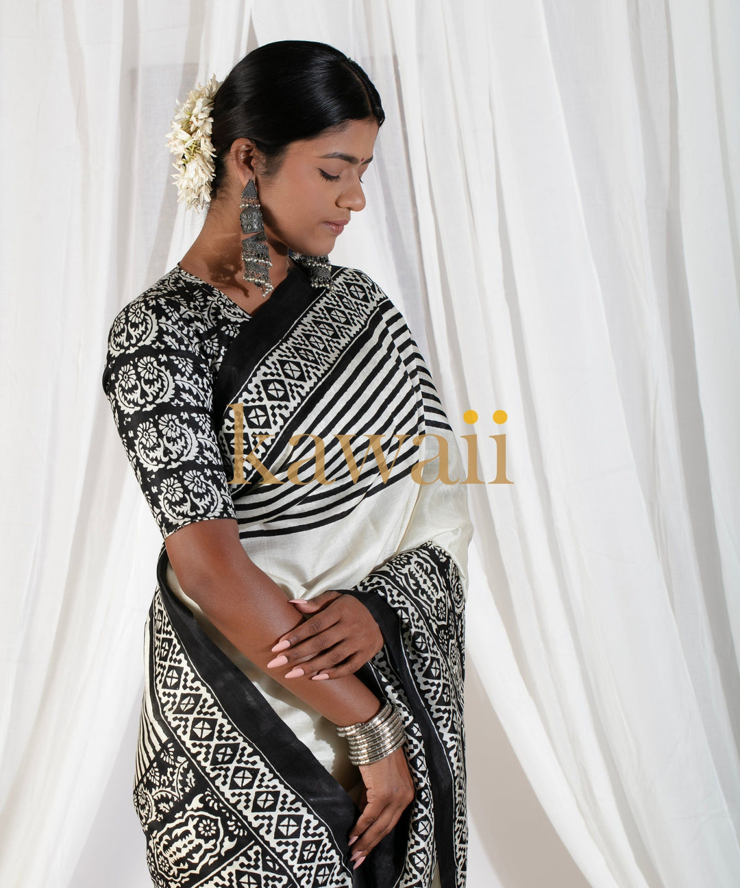 Taarika Handloom Silk Block Print Saree | SILK MARK CERTIFIED | SHOBITAM
