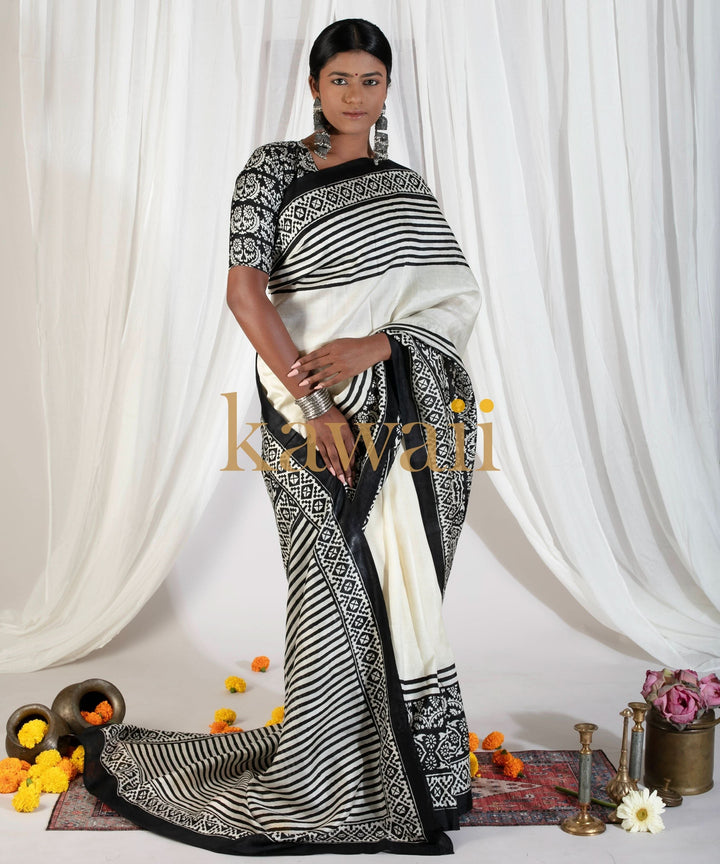 Taarika Handloom Silk Block Print Saree | SILK MARK CERTIFIED | SHOBITAM