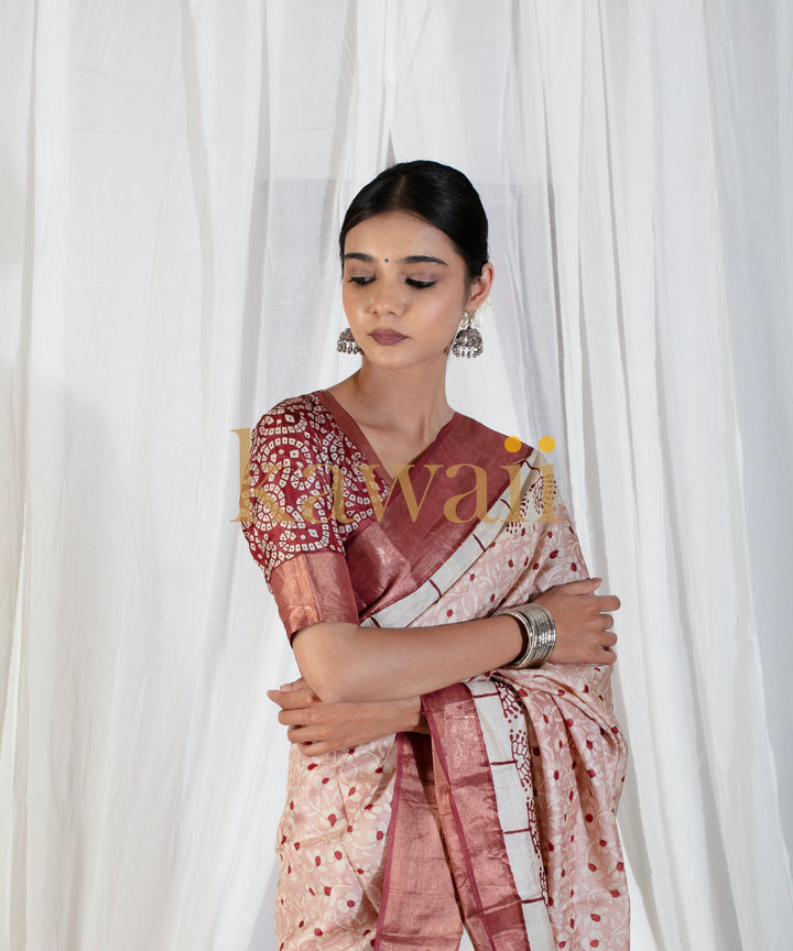 Gulzaar Tussar Silk Block Print Saree | SILK MARK CERTIFIED | SHOBITAM