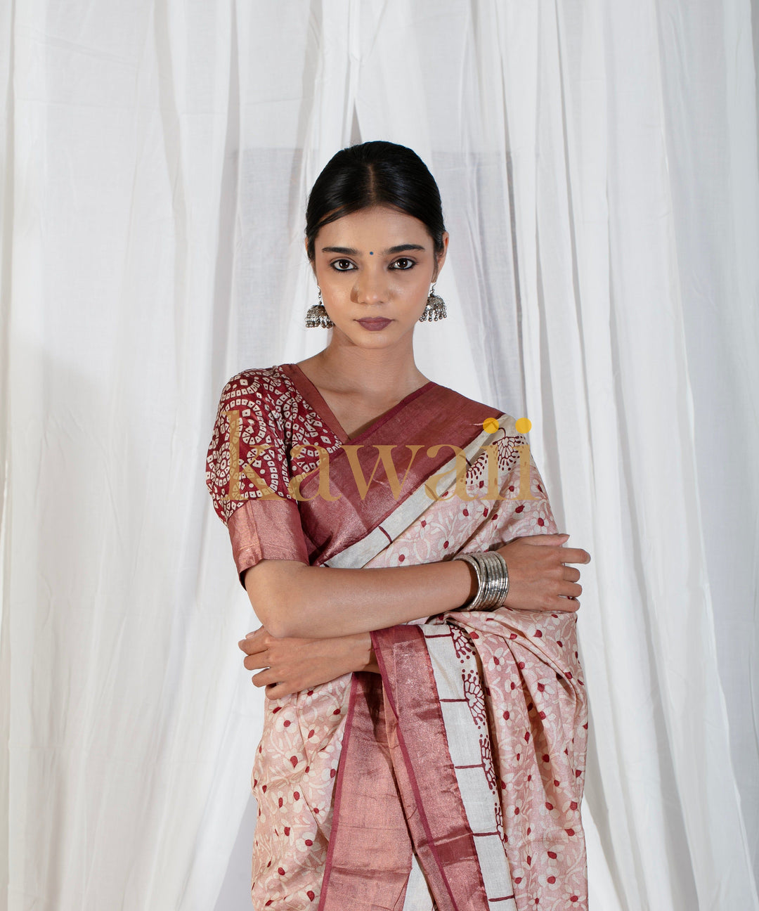 Gulzaar Tussar Silk Block Print Saree | SILK MARK CERTIFIED | SHOBITAM