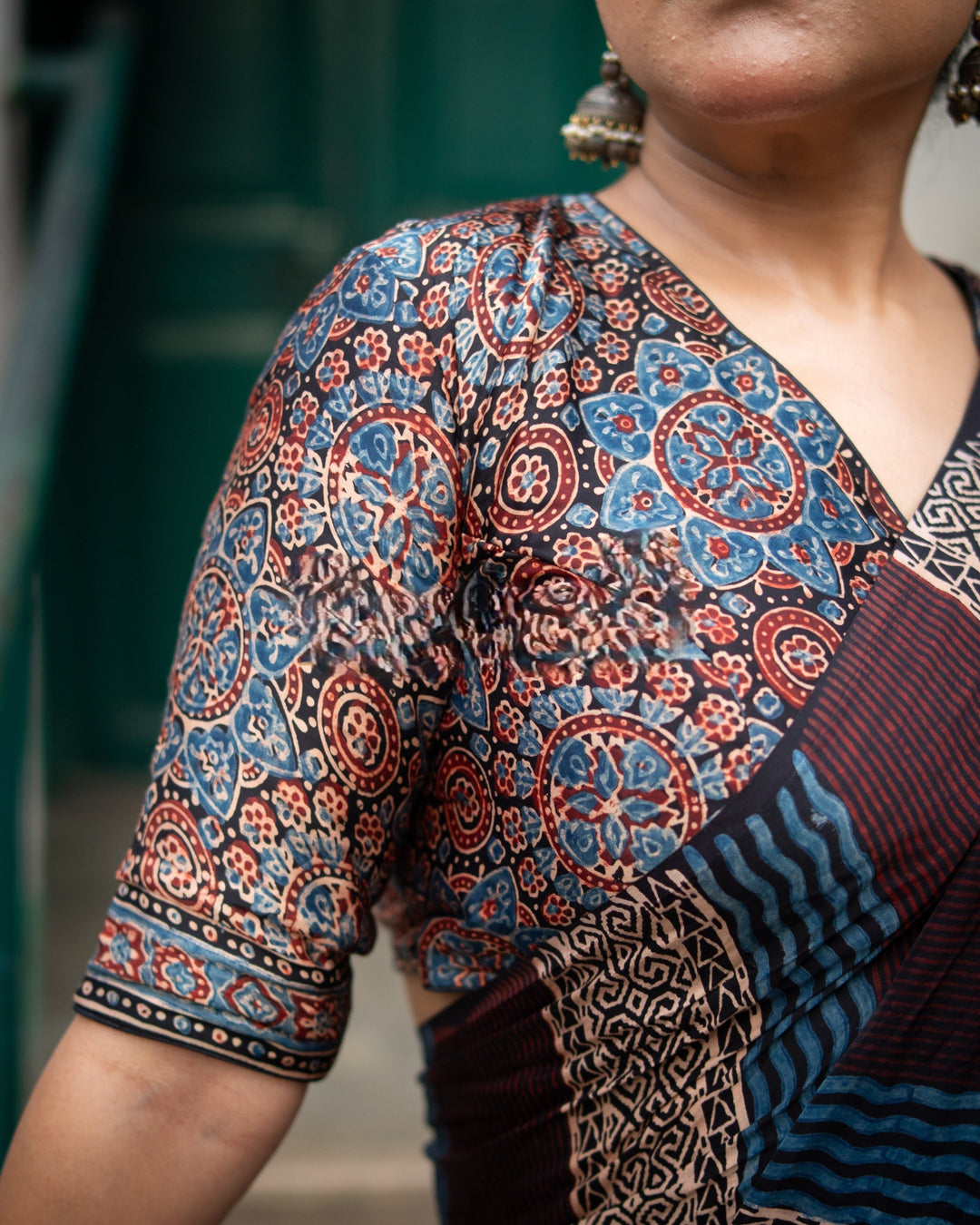 Meher Ajrakh Saree - Handcrafted on Modal Silk | SHOBITAM