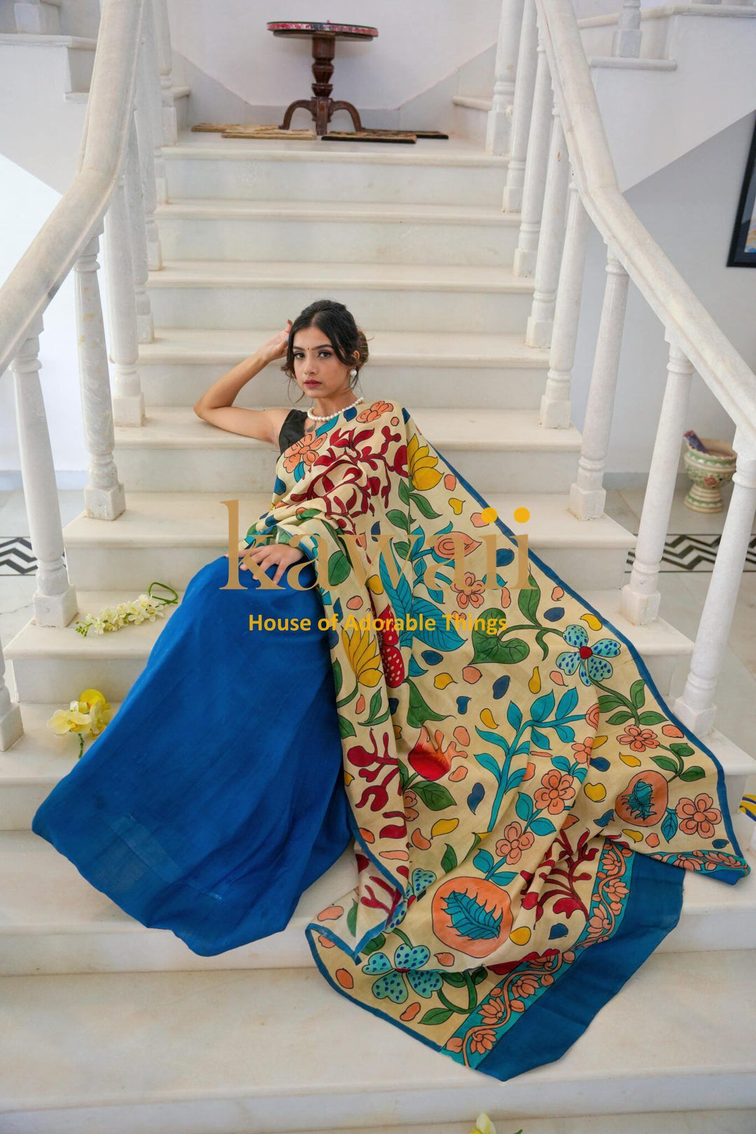 Ushn Kalamkari Saree | SILK MARK CERTIFIED | SHOBITAM