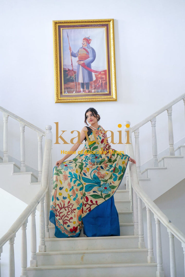 Ushn Kalamkari Saree | SILK MARK CERTIFIED | SHOBITAM