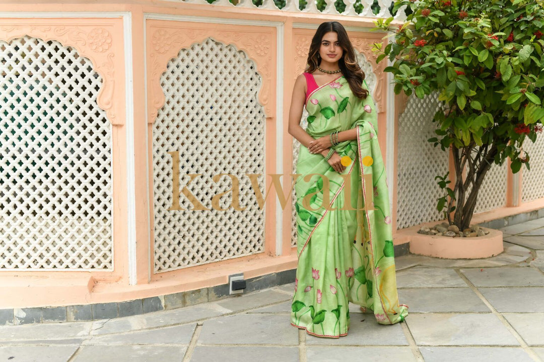 Ameya Handpainted Pichwai Saree by | SILK MARK CERTIFIED | SHOBITAM